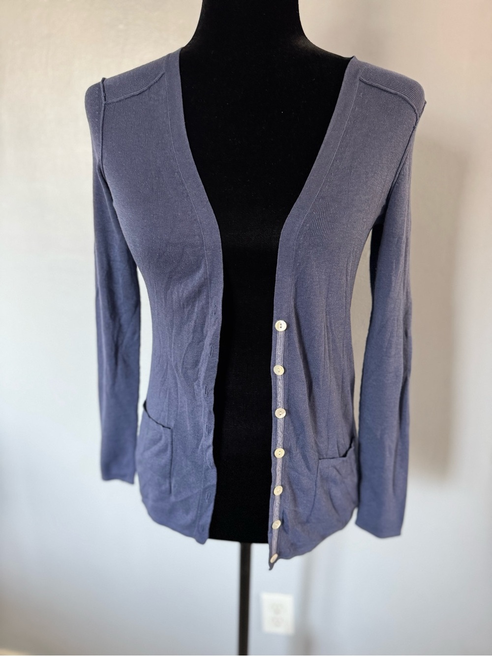 Banana Republic Women's Navy Blue Lightweight Button Cardigan